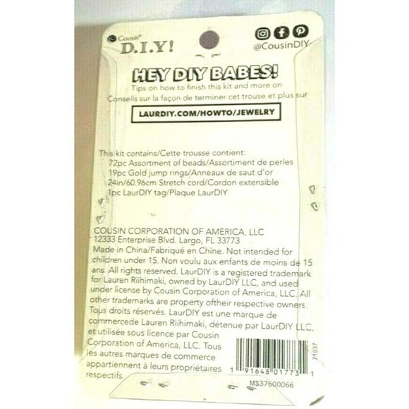 Jewelry Making Kit LaurDIY Black Gold Stretch Bracelet Mini DIY NISP - Picture 5 of 6